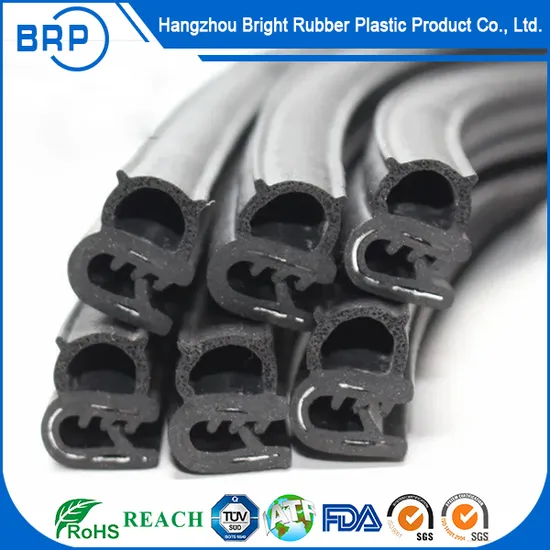 Dual Durometer Sponge and Solid Rubber Extrusions Seal Strip with Metal Insert